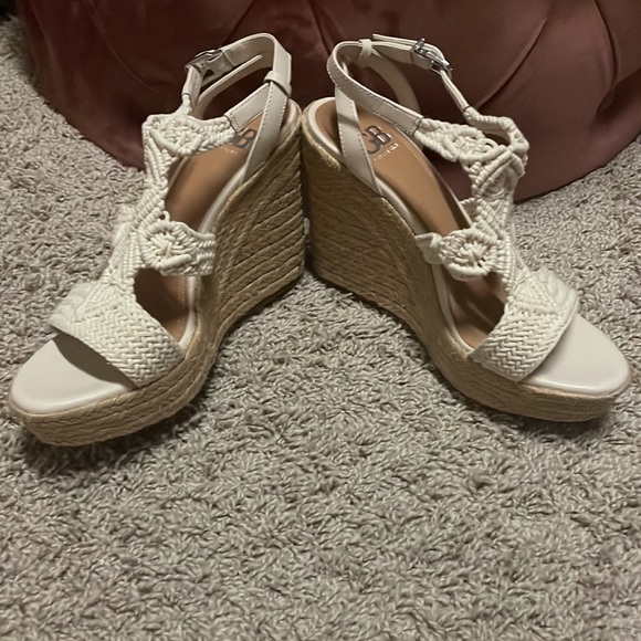 Gianni Bini Macrame Wedges Off White 8.5 - Picture 2 of 8